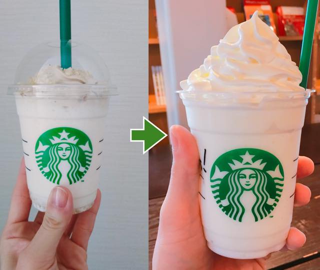 スタバのカスタマイズ「フタ無し」でホイップをメガ盛りにして貰おう