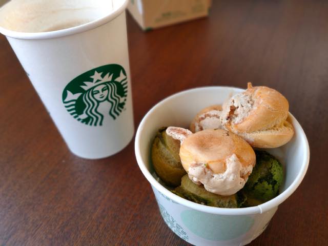 【スタバフード】シューカップ抹茶クリーム＆ホワイトチョコナッツの感想・カロリー・糖質
