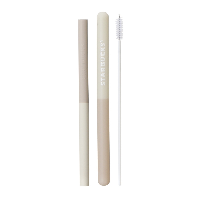 リユーザブルストロー＆シリコーンケース　ライトベージュ×ベージュ